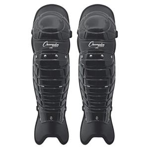 Champion Sports Umpire Leg Guards: Single Knee Umpire’s Shin Guard for Baseball & Softball - Pair of 16.5" Umpiring Shin Pads for Adults - Black