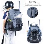 VIGEGARI Baseball Bag Softball Bat Bag - Baseball Backpack Adult with Gear Klip To Hold Baseball Glove, Baseball Essential Gear - Youth Baseball Bag for Boys, Girls, Baseball Accessories, Grey