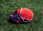 Rawlings | PLAYERS Series T-Ball & Youth Baseball Glove | Right Hand Throw | 9" | Red/Blue with Ball