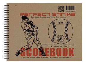 Perfect Strike Baseball Scorebook with Rules and Scoring Instructions. Heavy Duty. Youth or Adult Baseball and Softball. LS-10:9. (1 Book)