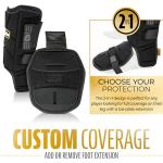 Franklin Sports Baseball + Softball Leg Guard - PRT Series Adult Shin + Foot Shield for Batting - Protective Leg + Ankle Guard with Toe Plate - Right Hand + Left Hand Hitters - Black/Gold - One Size