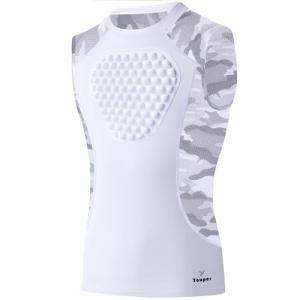 Youper Adult Padded Chest Protector Shirt, Heart-Guard/Sternum Protection for Baseball, Football, Lacrosse & Goalies (Medium, White/Camo)