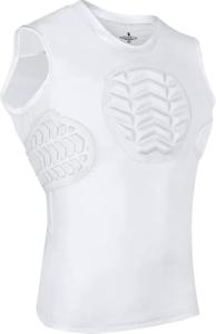 Exxact Sports Youth Baseball Chest Protector, Padded Sternum Rib Heart Guard Shirt, Softball Chest Protector Girls Youth (White Chest & Rib Protector, YM)