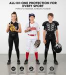 Exxact Sports Youth Baseball Chest Protector, Padded Sternum Rib Heart Guard Shirt, Softball Chest Protector Girls Youth (White Chest & Rib Protector, YM)