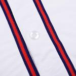 DEHANER Plain White Baseball Jersey - Men Women, Hip Hop Hipster Button-Up, 90s 00s Streetwear, Red/Navy Stripe, Size Large