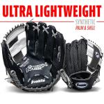 Franklin Sports Teeball Recreational Series Fielding Left Hand Glove with Baseball, 9.5-Inch, Black/Graphite/White