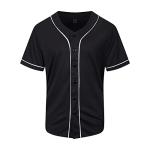 KUAIPAO Blank Baseball Jersey,Short Sleeve Plain Jersey Shirt,Sports Uniform for Men Women (White, Black, Red,Blue,S-3XL) (M, Black)