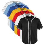 Youth Baseball Jersey Blank Boys T Shirt Button Down Hip Hop Fashion Sport Shirts Tops for Girls S-XL (Small, Youth Black)