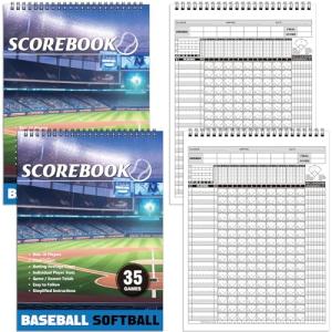 Qilery 2 Pcs Baseball Scorebook Softball Score Keeping Book 35 Games Score Book Large Print Baseball Scorebook Official College Coaching Accessories for Stats Scorekeepers, 11.6 x 8.3''(Stylish)