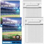 Qilery 2 Pcs Baseball Scorebook Softball Score Keeping Book 35 Games Score Book Large Print Baseball Scorebook Official College Coaching Accessories for Stats Scorekeepers, 11.6 x 8.3''(Stylish)