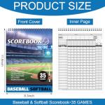 Qilery 2 Pcs Baseball Scorebook Softball Score Keeping Book 35 Games Score Book Large Print Baseball Scorebook Official College Coaching Accessories for Stats Scorekeepers, 11.6 x 8.3''(Stylish)