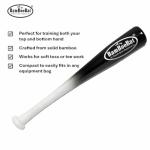 BamBooBat Adult Baseball and Softball Wood One Hand Training Bat- 18 Inch or 21 Inch-White Handle Black Barrel