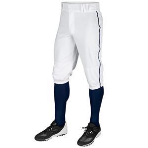 CHAMPRO Men's Triple Crown Baseball Knickers with Braid, Adult Large, White with Navy Pipe