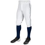CHAMPRO Men's Triple Crown Baseball Knickers with Braid, Adult Large, White with Navy Pipe