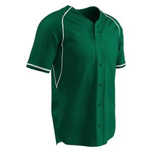 Champro Cycle Dri Gear 2 Faux Button Polyester Jersey - Baseball, Softball, Youth Small, Forest Green, White