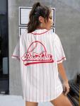 Baseball Jersey for Women Baseball Shirt: Baseball Graphic Button Down Plain Tshirts Sports Active V Neck Tee Tops White