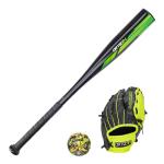 Ortiz34 Homerun Kids Tee Ball Set- David Ortiz 3-in-1 Aluminum Baseball Bat, Baseball, & Youth Baseball Glove Bundle (Made for Youth/Kids) (Volt)