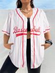 Baseball Jersey for Women Baseball Shirt: Baseball Graphic Button Down Plain Tshirts Sports Active V Neck Tee Tops White