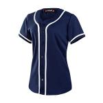 EALER BJW80 Womens Button Down Baseball Jersey, Blank Softball Team Uniform, Hip Hop Hipster Plain Tshirts Short Sleeve Active Tee Shirts Navy