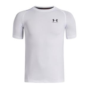 Under Armour Boys' HeatGear Armour Short-Sleeve T-Shirt, (101) White / / Black, X-Large
