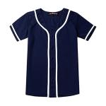 EALER BJW80 Womens Button Down Baseball Jersey, Blank Softball Team Uniform, Hip Hop Hipster Plain Tshirts Short Sleeve Active Tee Shirts Navy