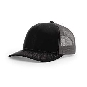 Richardson Unisex 112 Trucker Adjustable Snapback Baseball Cap, Split Black/Charcoal, One Size Fits Most