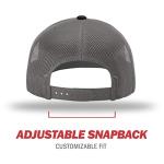 Richardson Unisex 112 Trucker Adjustable Snapback Baseball Cap, Split Black/Charcoal, One Size Fits Most
