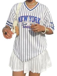 Baseball Jersey Women Game Day Sports Fan Shirts Oversized Baseball Mama Tshirt V Neck Tops Fans Gifts