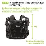 Champion Sports Umpire Chest Protector: 3 Millimeter Molded Plate Armor Style Softball & Baseball Chest Protector - 16" - Black