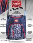 Rawlings | CHAOS Backpack Bag Series | Youth Baseball & Fastpitch Softball | Red/White/Blue