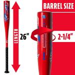 Franklin Sports Kids Metal Tball + Baseball Bat - Venom Youth Aluminum Teeball Bat - USA Baseball Certified for Boys + Girls Tee Ball - 26" inches/ 13oz - Drop -13 - Red