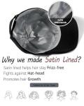 Womens Satin Lined Unstructured Baseball Cap Unisex Silk Lining Washed Cotton Adjustable Vintage Dad Hat Black