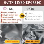 Womens Satin Lined Unstructured Baseball Cap Unisex Silk Lining Washed Cotton Adjustable Vintage Dad Hat Black