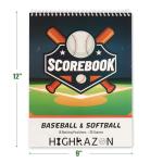 HIGHRAZON Baseball Softball Scorebook, 35 Games -16 Player Score Keeping Book for Stats, 12" x 9" Softball Baseball Score Book for Coaches, Youth, Scorekeepers and Family