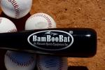 BamBooBat Adult Baseball and Softball Wood One Hand Training Bat- 18 Inch or 21 Inch-White Handle Black Barrel
