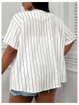 SHENHE Women's Plus Size Baseball Jersey Oversized Striped Button Down Hip Hop Shirt Top Pink X-Large Plus