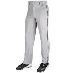 CHAMPRO Boys' Triple Crown Open Bottom Youth Baseball Pants, Grey, Navy Pipe, X-Large