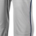 CHAMPRO Boys' Triple Crown Open Bottom Youth Baseball Pants, Grey, Navy Pipe, X-Large