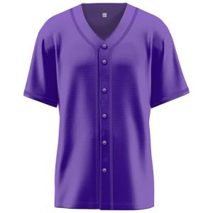 Sianline Baseball Jerseys Blank Button Down Shirts Plain Casual Short Sleeve Hipster Hip Hop Sports Adults Uniforms Purple