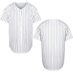 Mens Blank Plain Baseball Jersey Button Down Shirts Sports Hip Hop Hipster Jersey S-3XL (Blank Blue Strips, XXX-Large)