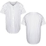 Mens Blank Plain Baseball Jersey Button Down Shirts Sports Hip Hop Hipster Jersey S-3XL (Blank Blue Strips, XXX-Large)