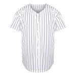 Mens Blank Plain Baseball Jersey Button Down Shirts Sports Hip Hop Hipster Jersey S-3XL (Blank Blue Strips, XXX-Large)