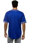 JC DISTRO Men's Short Sleeve Plain Button Down Baseball Jersey Team Jersey RoyalBlue Large