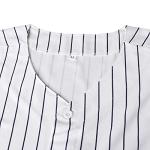 Mens Blank Plain Baseball Jersey Button Down Shirts Sports Hip Hop Hipster Jersey S-3XL (Blank Blue Strips, XXX-Large)