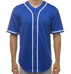 JC DISTRO Men's Short Sleeve Plain Button Down Baseball Jersey Team Jersey RoyalBlue Large