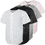 Blank Baseball Button Down Jersey Plain Short Sleeve Hipster Hip Hop T Shirts Jersey (3X-Large, W-Stripe)