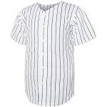 Blank Baseball Button Down Jersey Plain Short Sleeve Hipster Hip Hop T Shirts Jersey (3X-Large, W-Stripe)