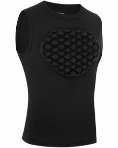 Runhit Youth Baseball Chest Protector Shirt Softball Football Padded Compression Shirt Heart Guard Sternum Protection for T-Ball Lacrosse Black S