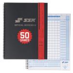 SSK 50 Game Official Scorebook Baseball + Softball – Premium Cover Score Keeping Book – 15 Player - Home + Away Team – 9.25”x12” (50 Games)