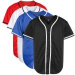 NJKA Blank Plain Hip Hop Hipster Button Down Baseball Jersey, Short Sleeve Active T Shirts (Black, XXX-Large)